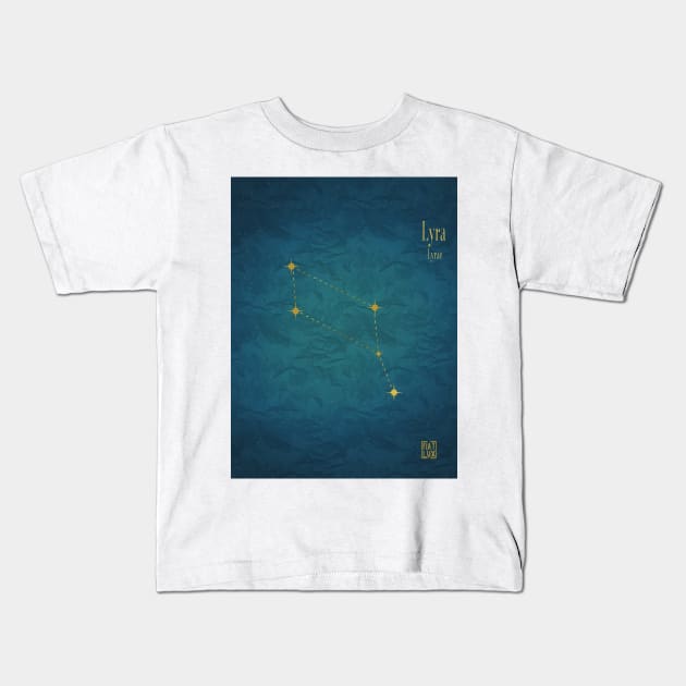 Night Sky Constellations - Lyra Kids T-Shirt by fiatluxillust